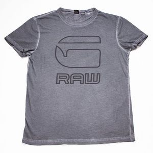 G-Star Raw Men's Logo Raw. Gray Dyed Short Sleeve T-Shirt. Medium